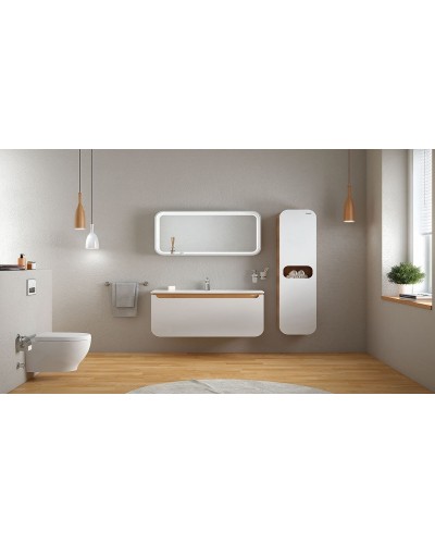 Тумба с раковиной Creavit Pion 120 PN0120.01.BDM+DP120 подвесная Белая Дуб