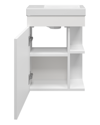 Мини - 40 Тумба с открыт. полками подвесная белая ПВХ (подарок, ручки Урал)