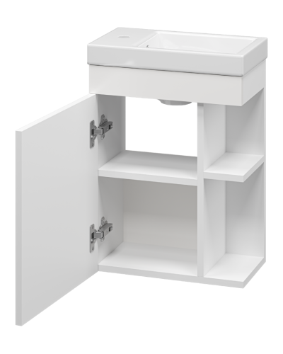 Мини - 40 Тумба с открыт. полками подвесная белая ПВХ (подарок, ручки Урал)