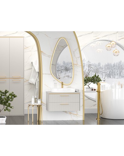 ELCHE - 80 Тумба подвесная с 2 ящ. сер.кашемир (эмаль) / раковина