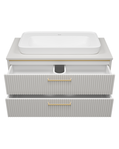 ELCHE -100 Тумба подвесная с 2 ящ. сер.кашемир (эмаль) / раковина