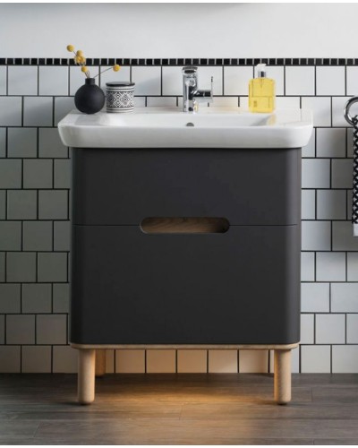 Тумба с раковиной Vitra Sento 65 60834 подвесная Антрацит матовый