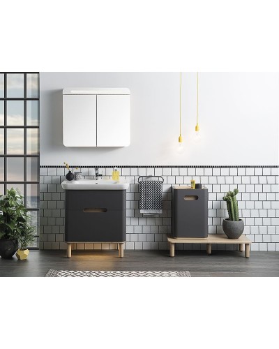 Тумба с раковиной Vitra Sento 65 60834 подвесная Антрацит матовый