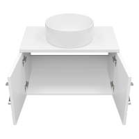 Ярина - 80 Тумба подвесная 2 дв. белая мат. эмаль / столешница / раковина