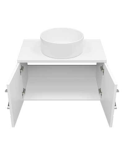 Ярина - 80 Тумба подвесная 2 дв. белая мат. эмаль / столешница / раковина