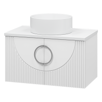 Ярина - 80 Тумба подвесная 2 дв. белая мат. эмаль / столешница / раковина