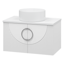 Ярина - 80 Тумба подвесная 2 дв. белая мат. эмаль / столешница / раковина