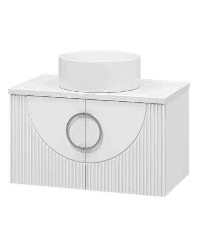 Ярина - 80 Тумба подвесная 2 дв. белая мат. эмаль / столешница / раковина