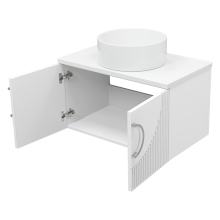 Ярина - 80 Тумба подвесная 2 дв. белая мат. эмаль / столешница / раковина