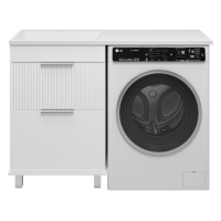 ENFIDA - 60 Тумба напольная 2 ящ. под стир. машину, белая мат. эмаль (Энфида) / раковина левая