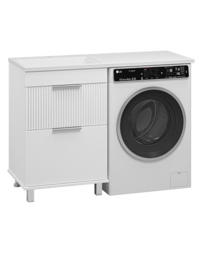 ENFIDA - 60 Тумба напольная 2 ящ. под стир. машину, белая мат. эмаль (Энфида) / раковина левая