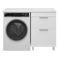 ENFIDA - 60 Тумба напольная 2 ящ. под стир. машину, белая мат. эмаль (Энфида) / раковина правая