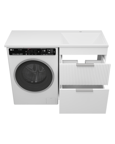 ENFIDA - 60 Тумба напольная 2 ящ. под стир. машину, белая мат. эмаль (Энфида) / раковина правая