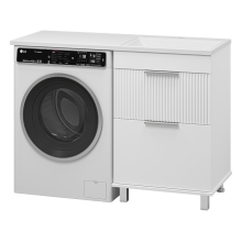 ENFIDA - 60 Тумба напольная 2 ящ. под стир. машину, белая мат. эмаль (Энфида) / раковина правая