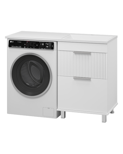 ENFIDA - 60 Тумба напольная 2 ящ. под стир. машину, белая мат. эмаль (Энфида) / раковина правая