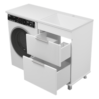 ENFIDA - 60 Тумба напольная 2 ящ. под стир. машину, белая мат. эмаль (Энфида) / раковина правая