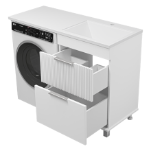 ENFIDA - 60 Тумба напольная 2 ящ. под стир. машину, белая мат. эмаль (Энфида) / раковина правая