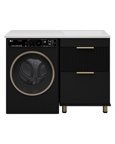 ENFIDA - 60 Тумба напольная 2 ящ. под стир. машину, черная мат. эмаль (Энфида) / раковина правая