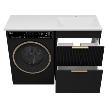 ENFIDA - 60 Тумба напольная 2 ящ. под стир. машину, черная мат. эмаль (Энфида) / раковина правая