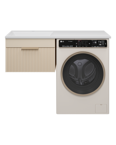 ENFIDA - 60 Тумба подвесная 1 ящ. под стир. машину, бежевая мат. эмаль (Энфида) / раковина левая