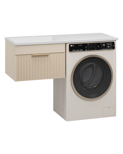 ENFIDA - 60 Тумба подвесная 1 ящ. под стир. машину, бежевая мат. эмаль (Энфида) / раковина левая