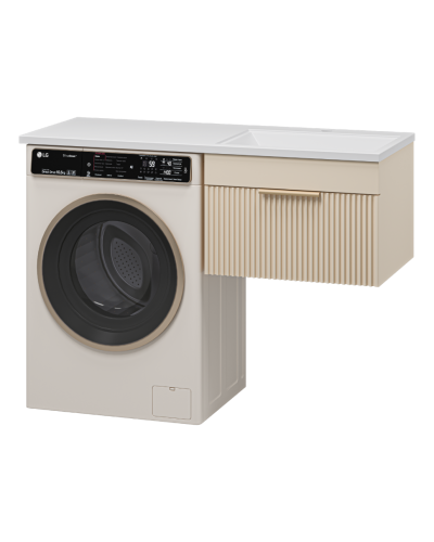 ENFIDA - 60 Тумба подвесная 1 ящ. под стир. машину, бежевая мат. эмаль (Энфида) / раковина правая