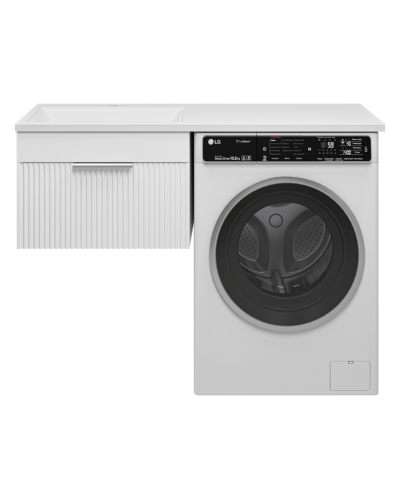 ENFIDA - 60 Тумба подвесная 1 ящ. под стир. машину, белая мат. эмаль (Энфида) / раковина левая