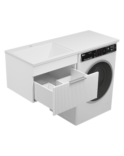 ENFIDA - 60 Тумба подвесная 1 ящ. под стир. машину, белая мат. эмаль (Энфида) / раковина левая