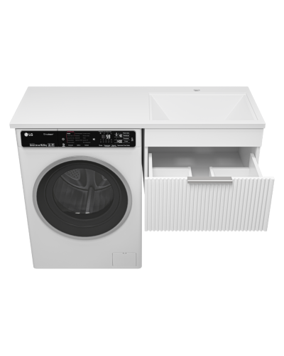 ENFIDA - 60 Тумба подвесная 1 ящ. под стир. машину, белая мат. эмаль (Энфида) / раковина правая