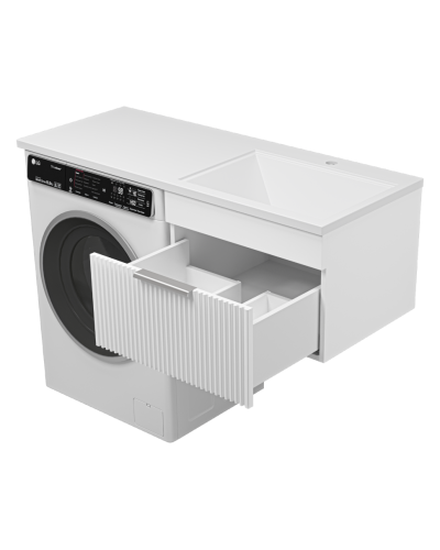 ENFIDA - 60 Тумба подвесная 1 ящ. под стир. машину, белая мат. эмаль (Энфида) / раковина правая