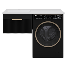 ENFIDA - 60 Тумба подвесная 1 ящ. под стир. машину, черная мат. эмаль (Энфида) / раковина левая