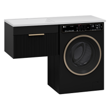 ENFIDA - 60 Тумба подвесная 1 ящ. под стир. машину, черная мат. эмаль (Энфида) / раковина левая