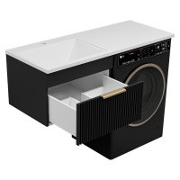 ENFIDA - 60 Тумба подвесная 1 ящ. под стир. машину, черная мат. эмаль (Энфида) / раковина левая