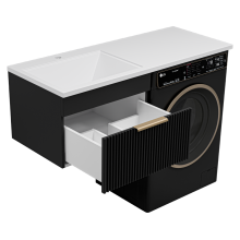 ENFIDA - 60 Тумба подвесная 1 ящ. под стир. машину, черная мат. эмаль (Энфида) / раковина левая