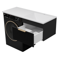 ENFIDA - 60 Тумба подвесная 1 ящ. под стир. машину, черная мат. эмаль (Энфида) / раковина правая