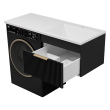 ENFIDA - 60 Тумба подвесная 1 ящ. под стир. машину, черная мат. эмаль (Энфида) / раковина правая