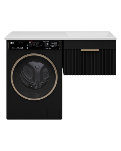 ENFIDA - 60 Тумба подвесная 1 ящ. под стир. машину, черная мат. эмаль (Энфида) / раковина правая