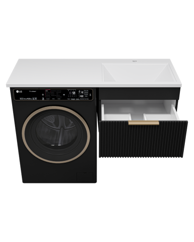 ENFIDA - 60 Тумба подвесная 1 ящ. под стир. машину, черная мат. эмаль (Энфида) / раковина правая