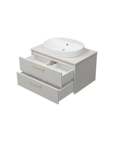 ELCHE - 80 Тумба подвесная с 2 ящ. сер.кашемир (эмаль) / раковина