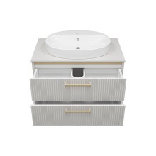 ELCHE - 80 Тумба подвесная с 2 ящ. сер.кашемир (эмаль) / раковина