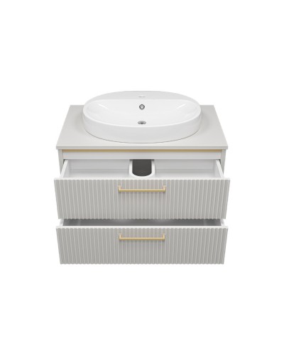 ELCHE - 80 Тумба подвесная с 2 ящ. сер.кашемир (эмаль) / раковина