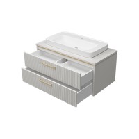 ELCHE -100 Тумба подвесная с 2 ящ. сер.кашемир (эмаль) / раковина