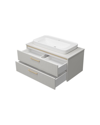 ELCHE -100 Тумба подвесная с 2 ящ. сер.кашемир (эмаль) / раковина