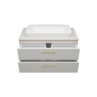 ELCHE -100 Тумба подвесная с 2 ящ. сер.кашемир (эмаль) / раковина