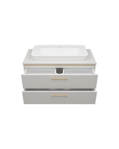 ELCHE -100 Тумба подвесная с 2 ящ. сер.кашемир (эмаль) / раковина