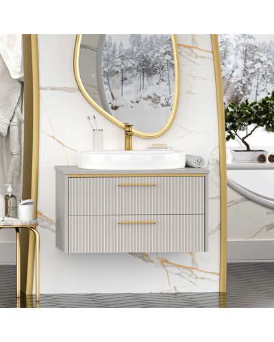 ELCHE - 80 Тумба подвесная с 2 ящ. сер.кашемир (эмаль) / раковина