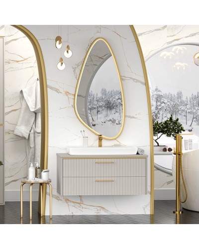 ELCHE -100 Тумба подвесная с 2 ящ. сер.кашемир (эмаль) / раковина