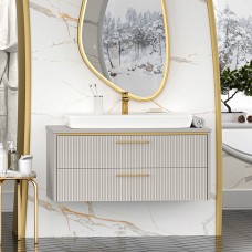 ELCHE -100 Тумба подвесная с 2 ящ. сер.кашемир (эмаль) / раковина