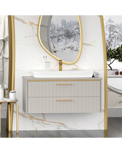 ELCHE -100 Тумба подвесная с 2 ящ. сер.кашемир (эмаль) / раковина