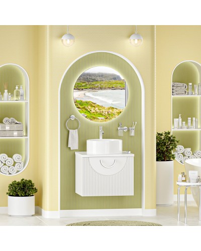 Ярина - 60 Тумба подвесная 2 дв. белая мат. эмаль / столешница / раковина